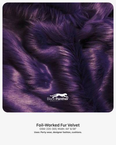 Foil-Worked Fur Velvet Fabric 44” & 58” | 220-300 GSM | Party Wear, Designer Fashion & Cushions in Surat